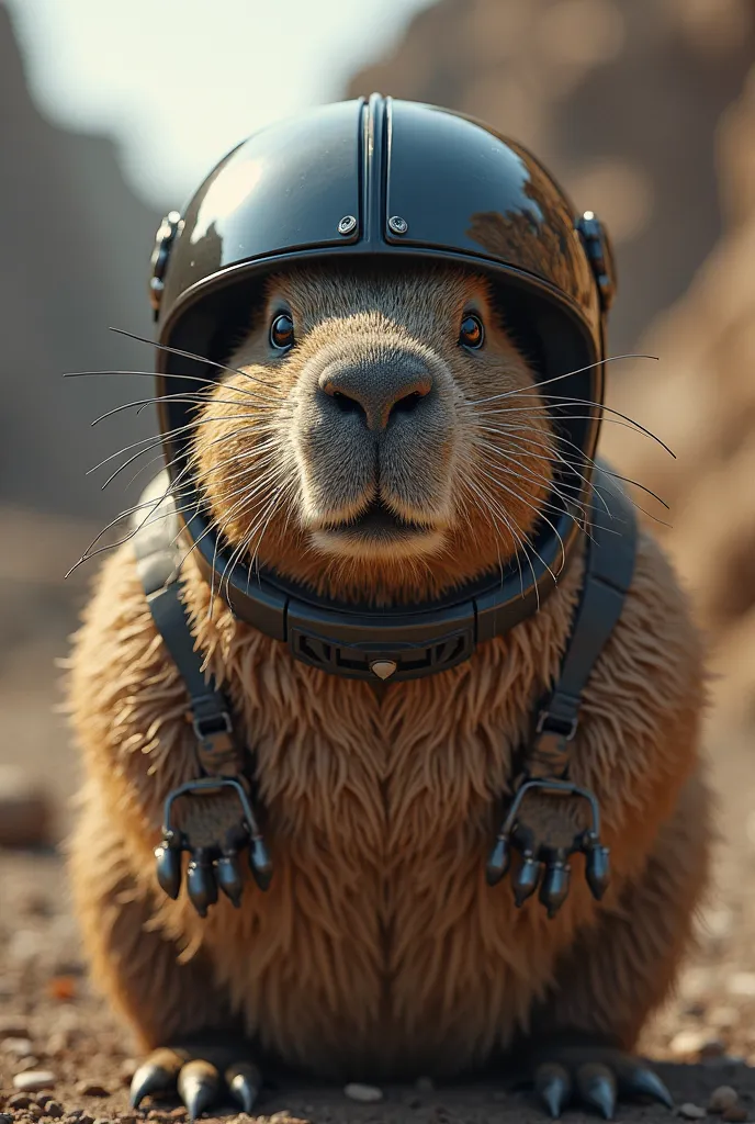 Capybara logo with biker helmet