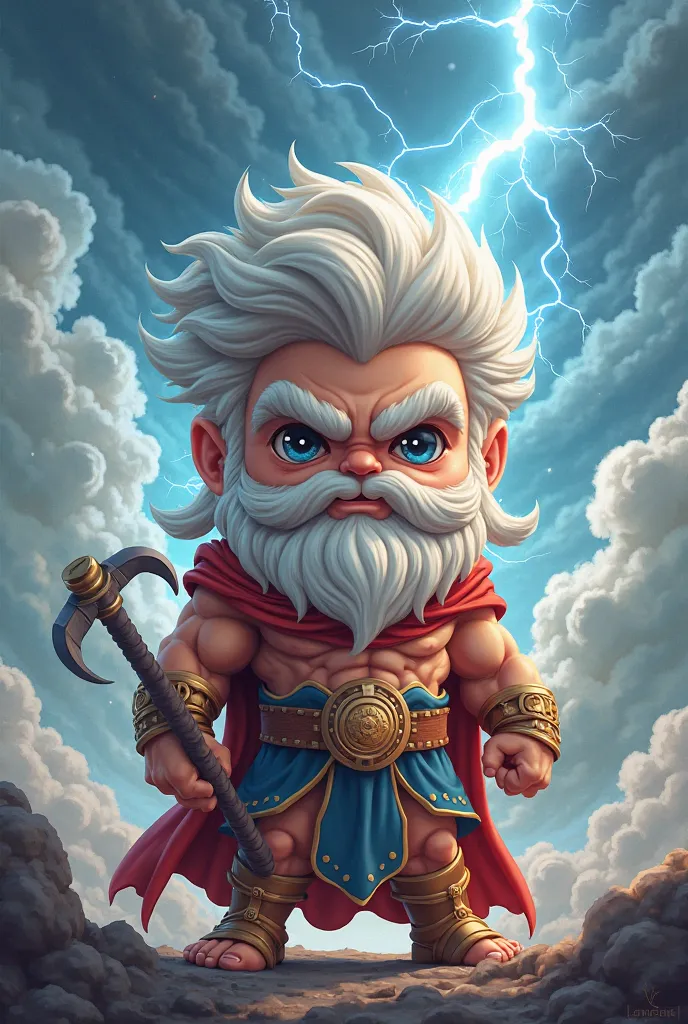 Chibi Style Zeus Avatar,  authority , Strong, there is thunder and sky