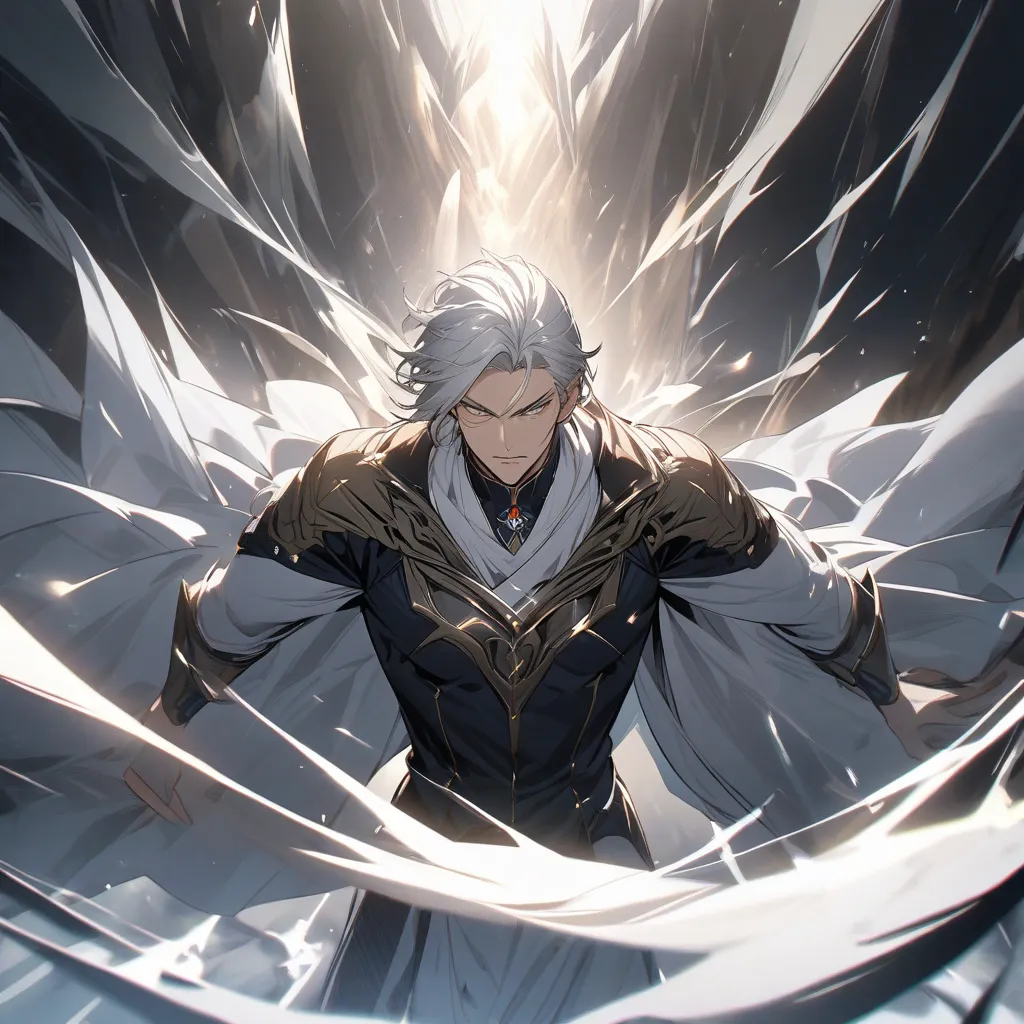 Silver-haired man, handsome,is as powerful as God