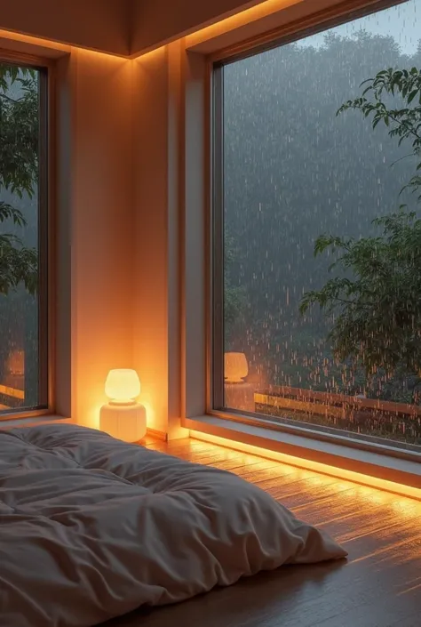 Raining room with leds