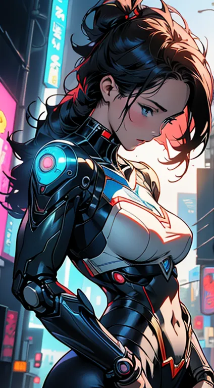 Wonder Woman in futuristic suit, Cyberpunk anime girl mecha, girl in mecha cyber armor, biomechanical oppai, an oppai cyberpunk, best anime 4k konachan wallpaper, perfect anime cyborg woman, anime cyberpunk art, Anime manga robot!!   anime girl, female cyb...