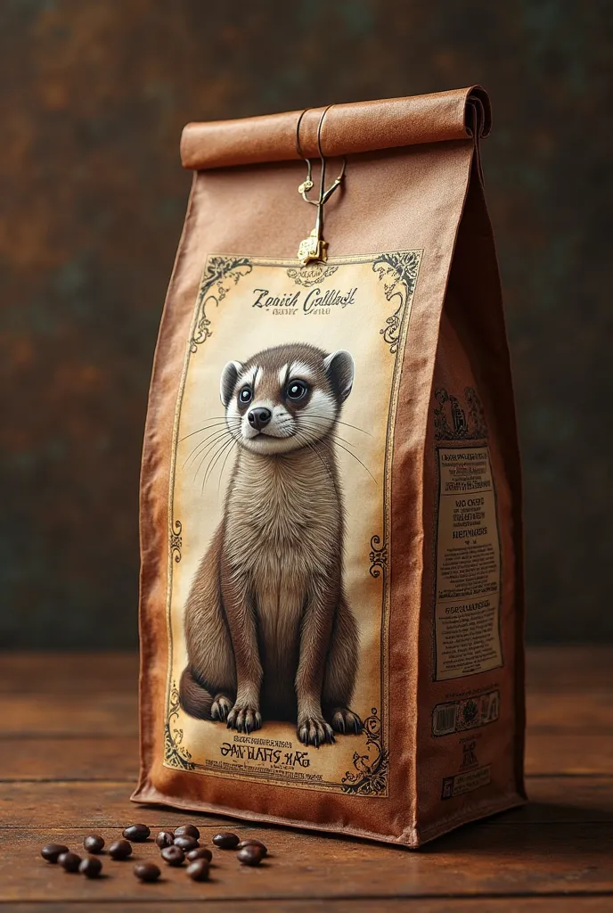 The classic western style coffee bag design, inspired by French art, with luxurious textures and exquisite stickers.  Special , the image of the ferret prominently placed on the packaging, creates a unique accent and evokes the luxury of the product, THE S...