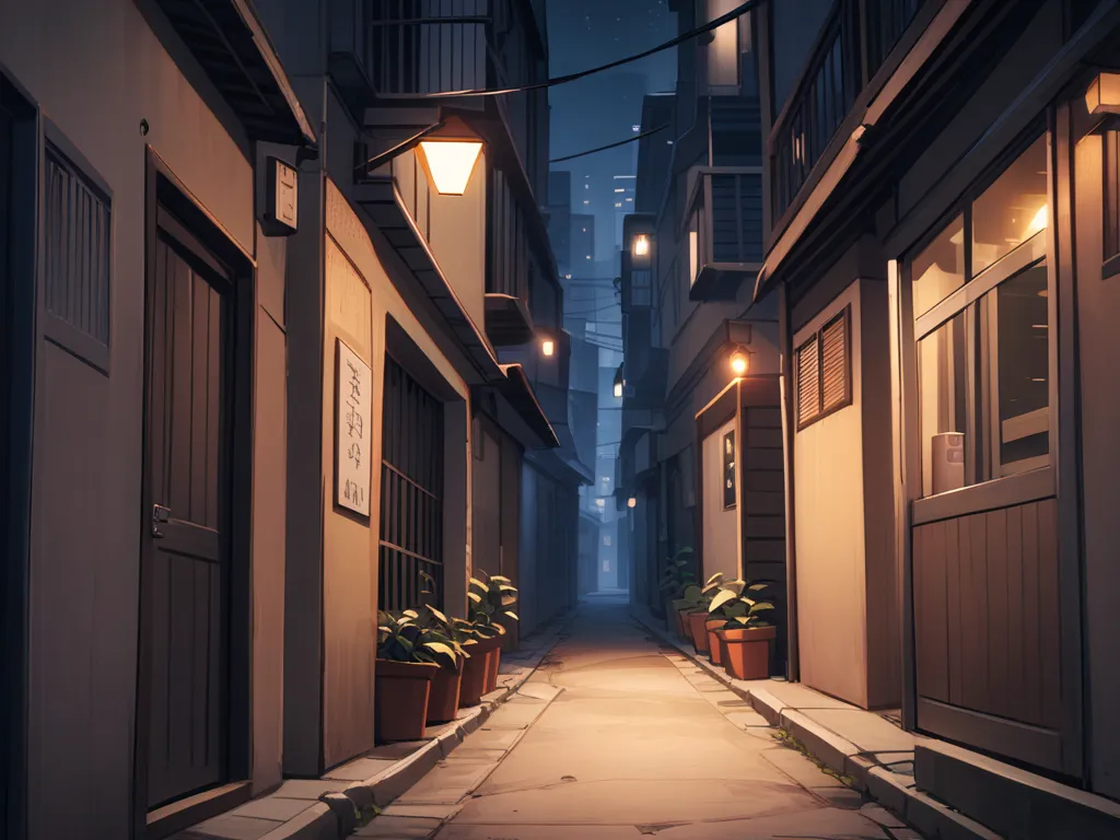 An uninhabited alley at night