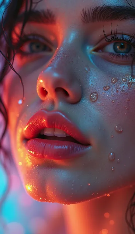 girl lips and Water drops and Colorful and then 8K resolution