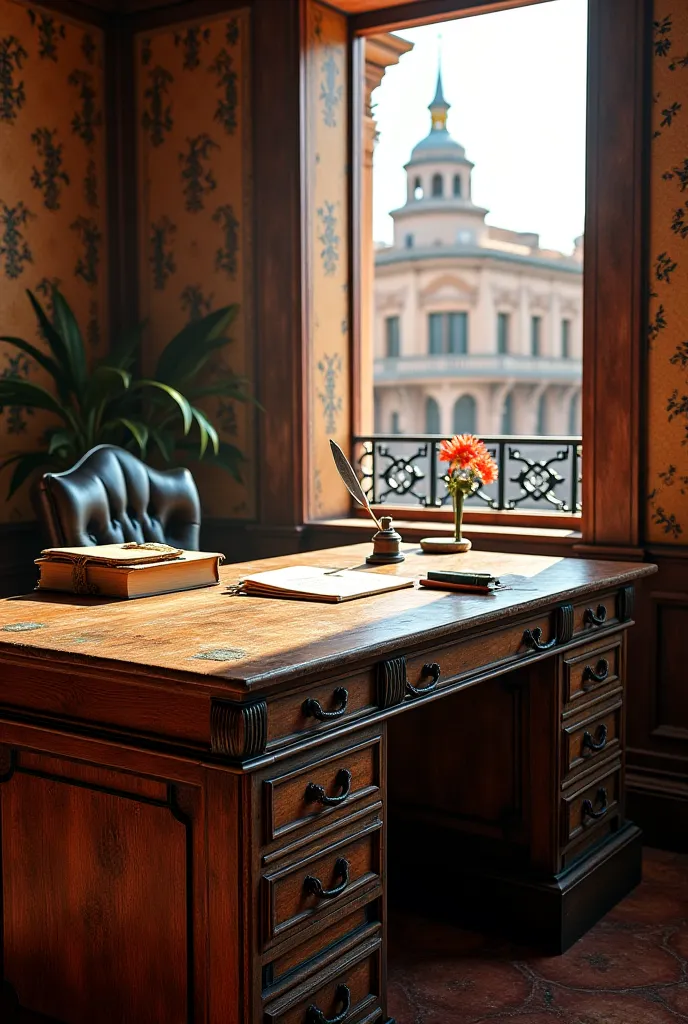 old rugged desk in the 1800s in spain barcelona