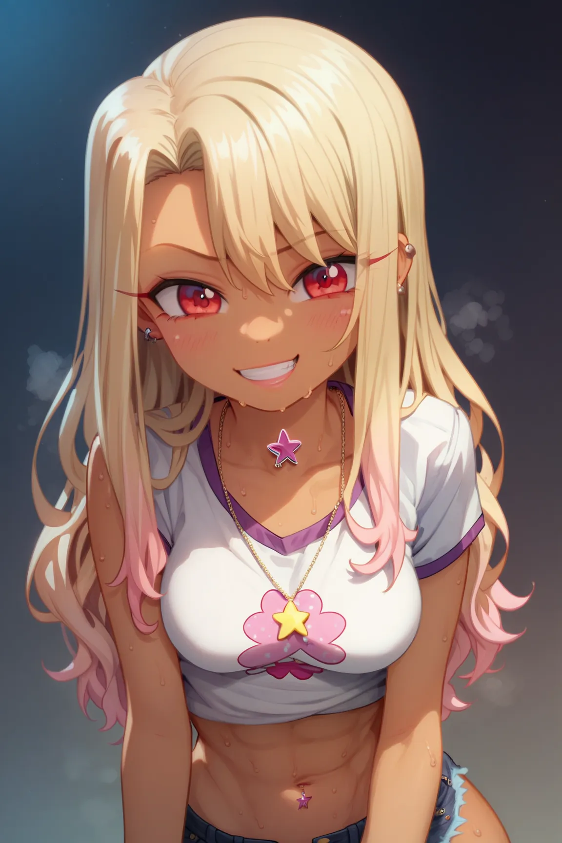 young female, anime most Sexy fashion Idol gyaru oppai loli, medium breasts, ultra-toned ultra-athletic ultra-fit ultra-strong-ultra-firm-alpha-abs extremely young petite hardcore fitness loli, thick ample hips phat booty sweat,score_9, score_8_up, score_7...