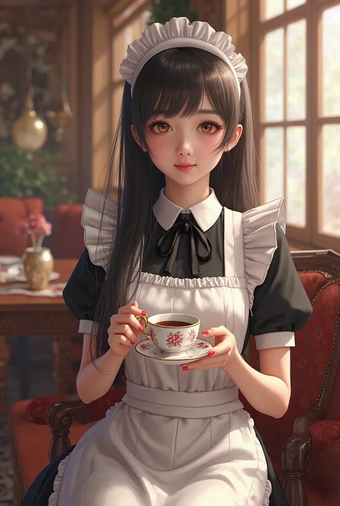 Drink coffee dressed as a maid

Maid Hairstyle Long Hair Asian Face Black Heels