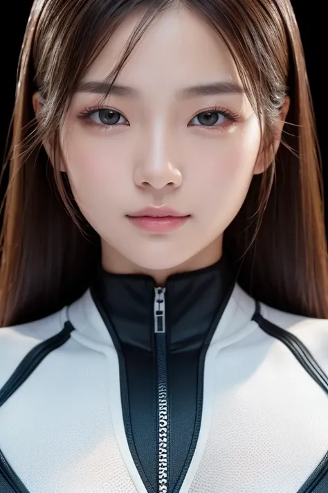 1 female、Korean、Korean、Cyberpunk Suit、Smooth Rubber、Tight suit、Chest Chuck、Intricate details、High image quality、(Luxury:1.4)、is staring at me、Ultra Realistic 8k、Perfection face、perfection、clean、masterpiece、Professional artwork、Famous works、Perfection face、...