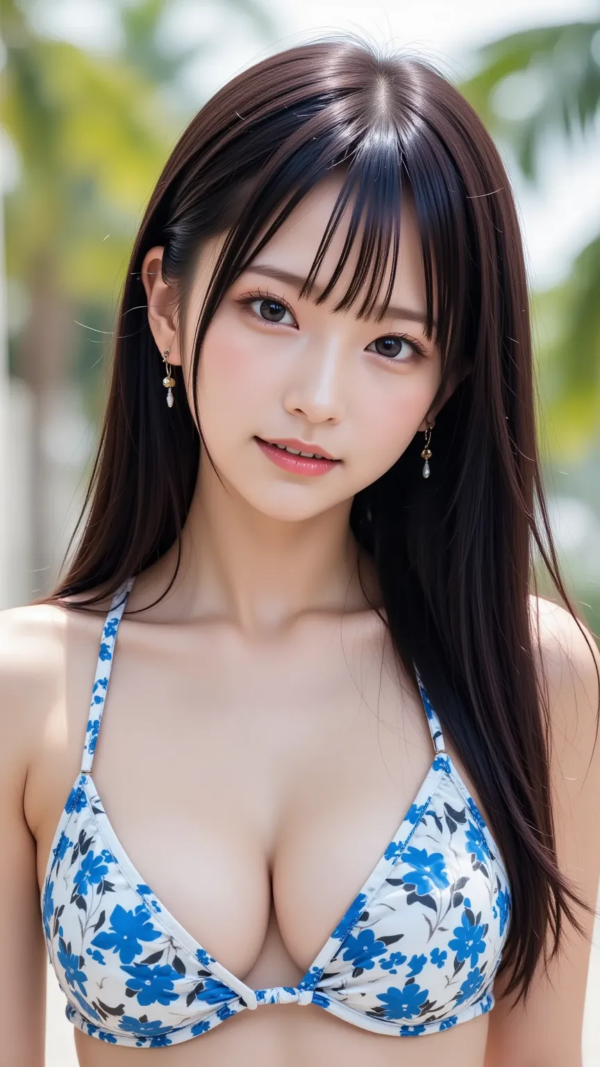 highest quality, 8k, masterpiece, super accurate, Clear Photo, professional lighting, natural light, realistic,  curve, Totally wide, Single women, Idol Class, baby face:1.8, captivating, long black hair, Stunning Hair  , soft smile, Narrow Your Eyes While...