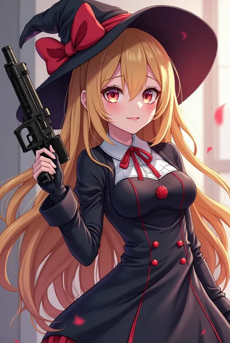 a close up of a person in a costume with a gun, live2d virtual youtuber model, misa amane *, misa amane, anime vtuber full body model, , loli in dress, mechanized witch girl, full body with costume, anime character, 1 7 - year - old anime goth girl, kagami...