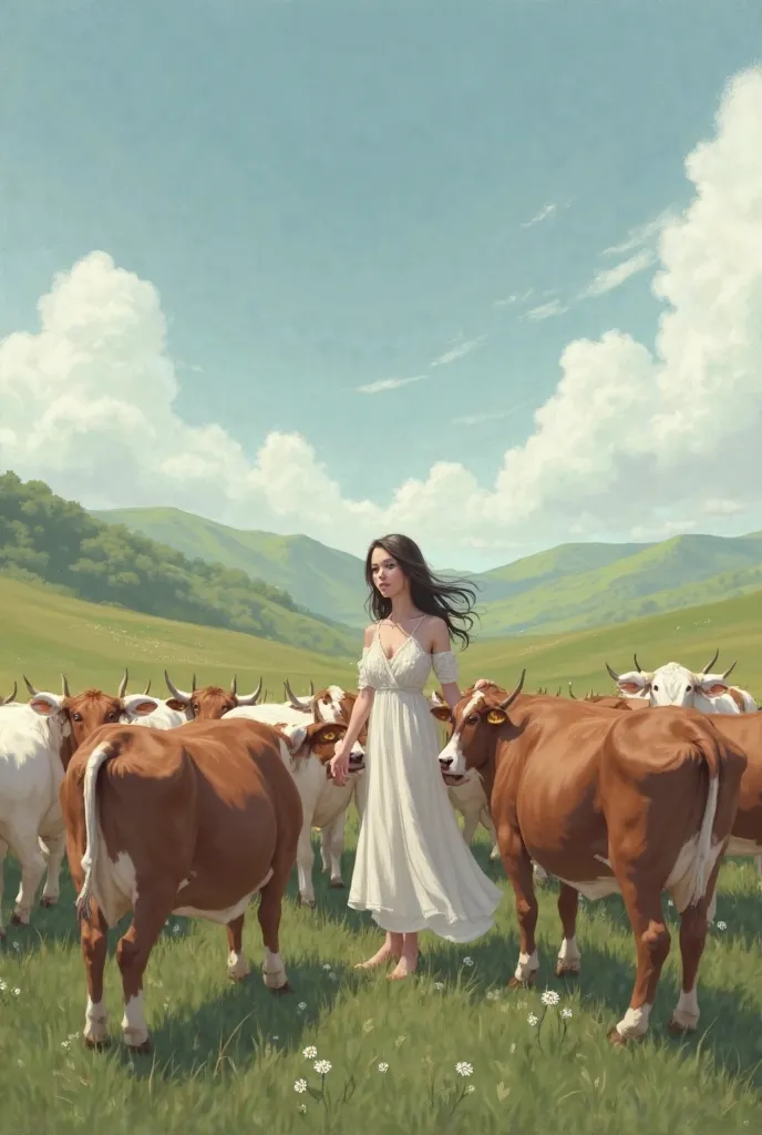 A woman with cows