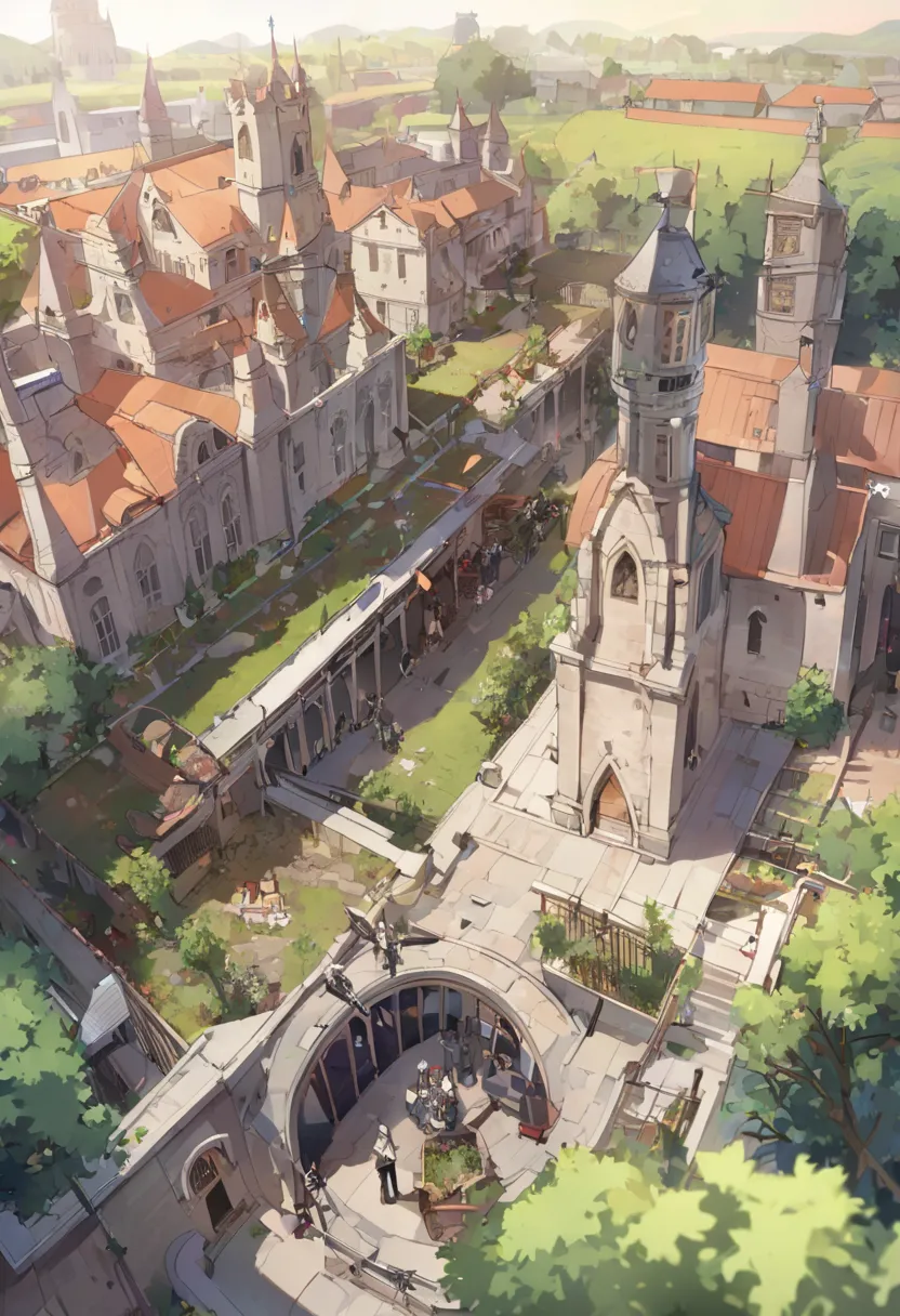 school, Full photo of, school, Another world, Middle Ages,  unmanned, Academy garden