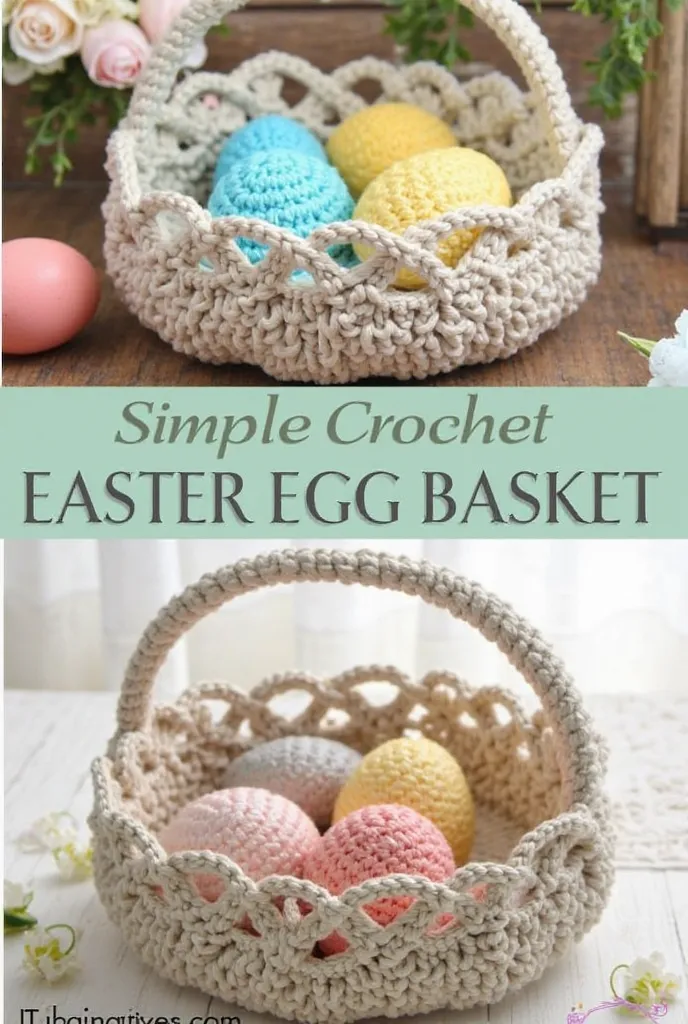 Simple crochet Easter egg basket for beginner 