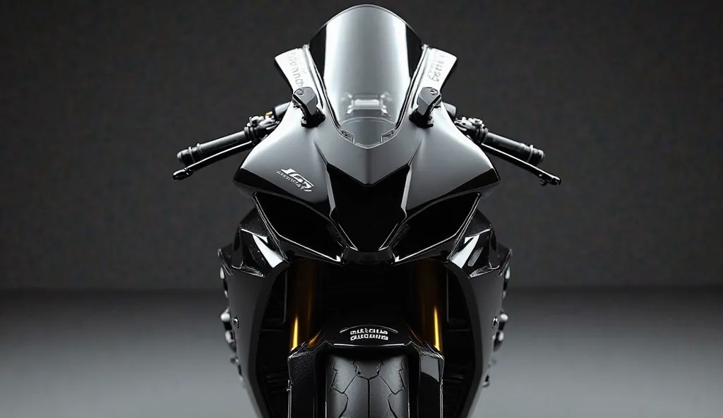 2024  (2024 Yamaha YZF R15) black shiny front view in rod 