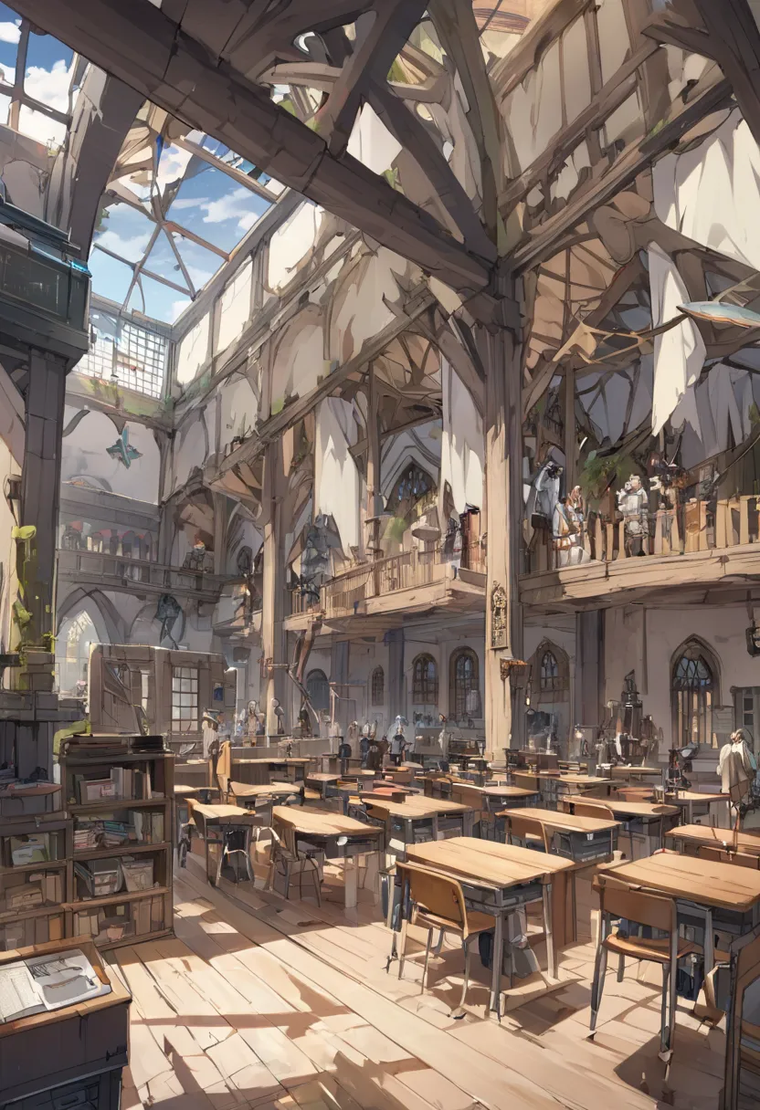 school, Classroom plan, Another world, Middle Ages,  unmanned, Large academy building