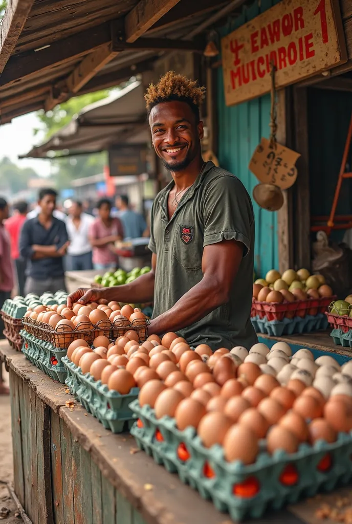 Neymar Jr. is selling eggs at the market