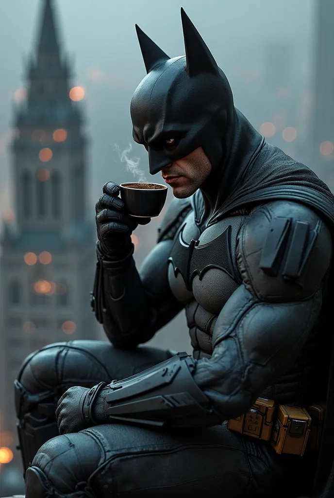 Batman drinking coffee 