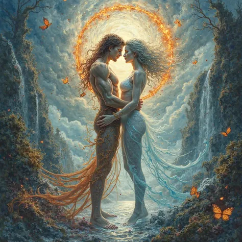 Yin Yang :: Amazing Fantasy Abstract Art :: Adam and Eve in Love 🦋💧🔥♥️ :: Heavenlyscape