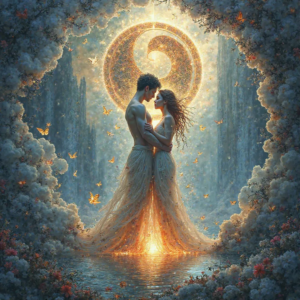 Yin Yang :: Amazing Fantasy Abstract Art :: Adam and Eve in Love 🦋💧🔥♥️ :: Heavenlyscape