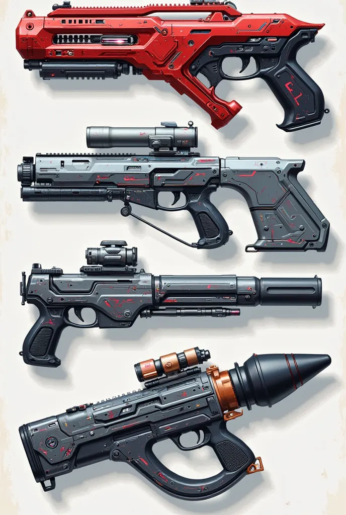 Common Weapon:
Snichies (red gun)
Puolo (Grey Gun)
Shotgun
Conical
