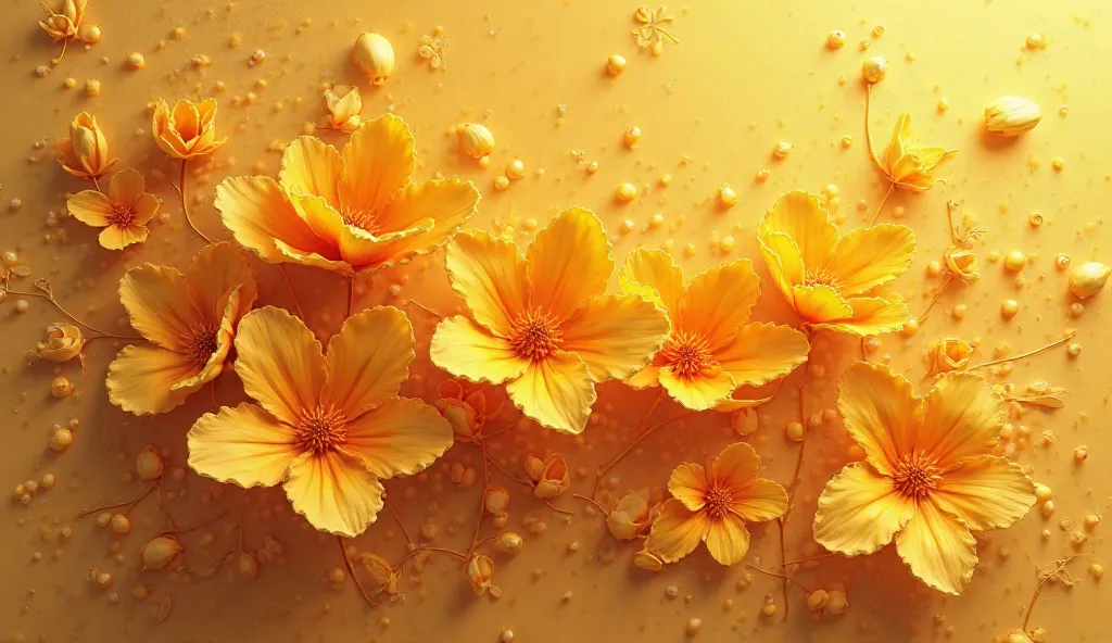 Create a painting flowers 3d effect , madr of honey material  , 4k resolution  , honey effect  , texture  , shadow.