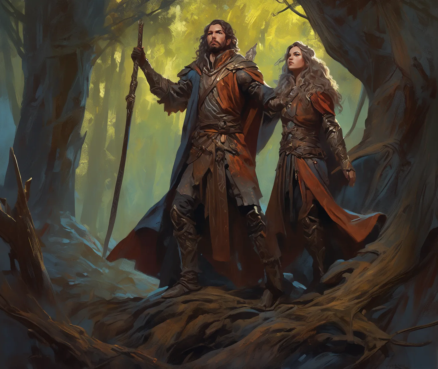 masterpiece, best quality, greg rutkowski, semi realistic painterly fantasy illustration style

, scenery, main focus is a humanoid bark skinned sprite/person. Portrait, full body in frame, vague background, dramatic pose, Ttrpg art, DND inspired, 

, very...