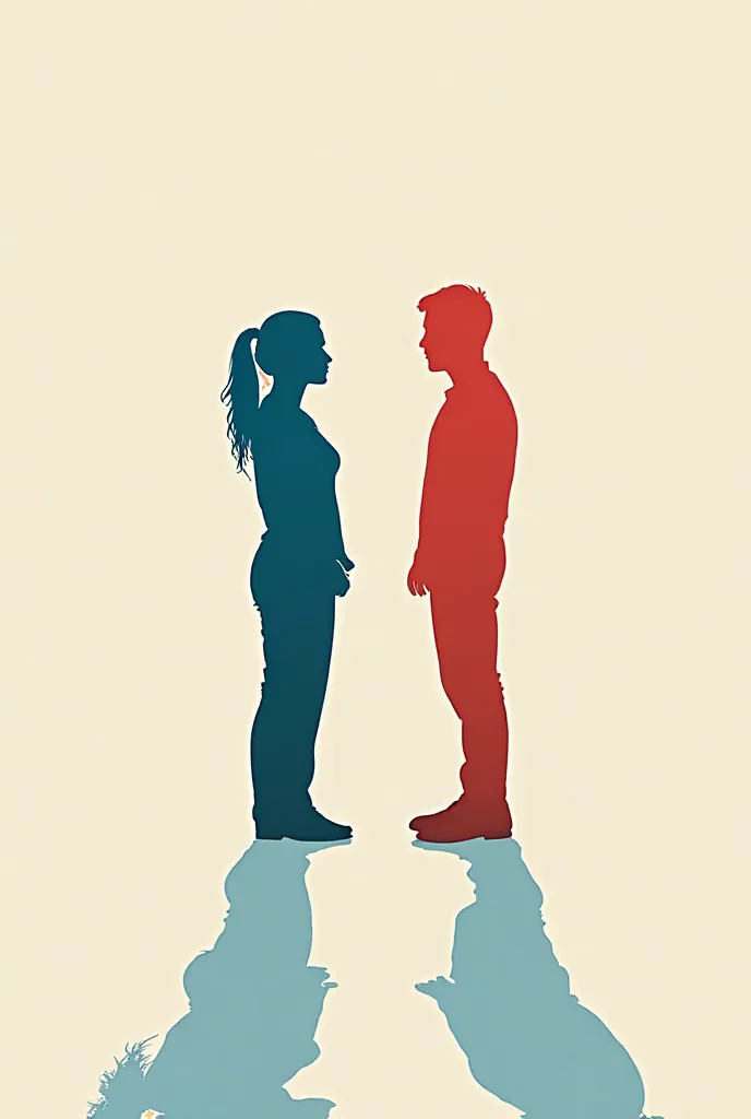 For your poster about masculinism, you can choose a soft design, But flashy , using a neutral background, such as beige or light blue, to maintain a balanced tone.  in the center, a silhouette of a man and a woman With our backs to each other would represe...