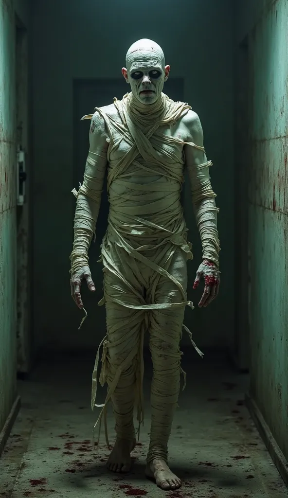 The Bandage Man is a terrifying figure with a haunting appearance. He stands tall, wrapped in tattered and bloody bandages that seem to unravel and rewrap themselves around his body. His face is deathly pale, with sunken eyes that glow with an otherworldly...