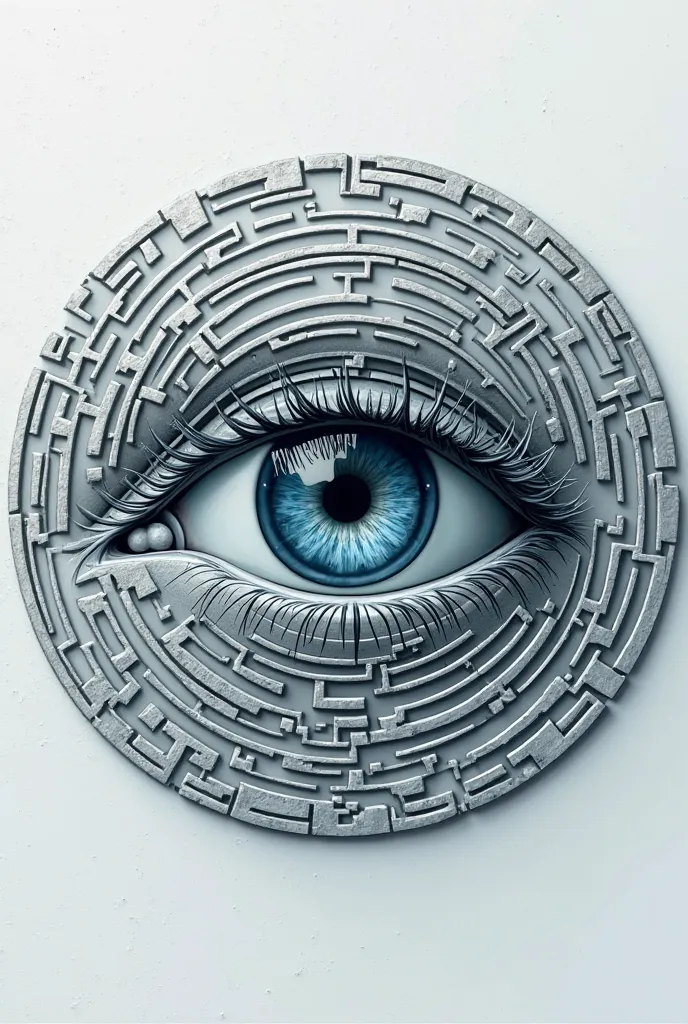 Un logo d'un labyrinthe avec un oeil au centre et en bas écriture de la phrase :Ophthalmology maze