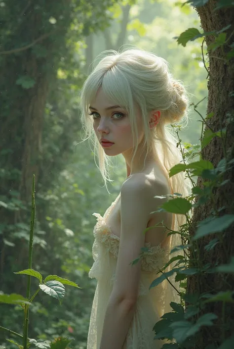 A beautiful anaemia character with the forest behind