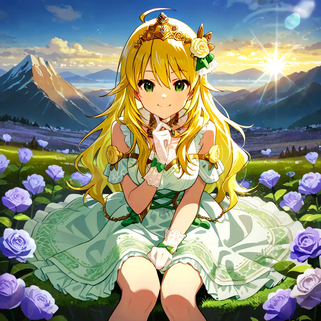 1 girl, Alone, 
Hoshii Miki , long hair, Gold,green eyes,detailed eyes,  
(masterpiece、top quality、Super Detail:1.5), one girl, solo、chest, smile,  Broken Lips, looking viewer,so beautiful,anatomically correct, accurate,8k,perfect finger,
This stunning car...