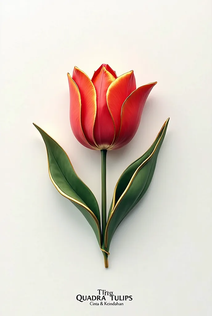 The stunning logo design features a captivating red tulip with deep gold petals, expertly carved, and elegant green leaves. The logo should be in the shape of a triangle... The name "TNG QUADRA TULIPS" is written in a black font, and below it, there is a p...