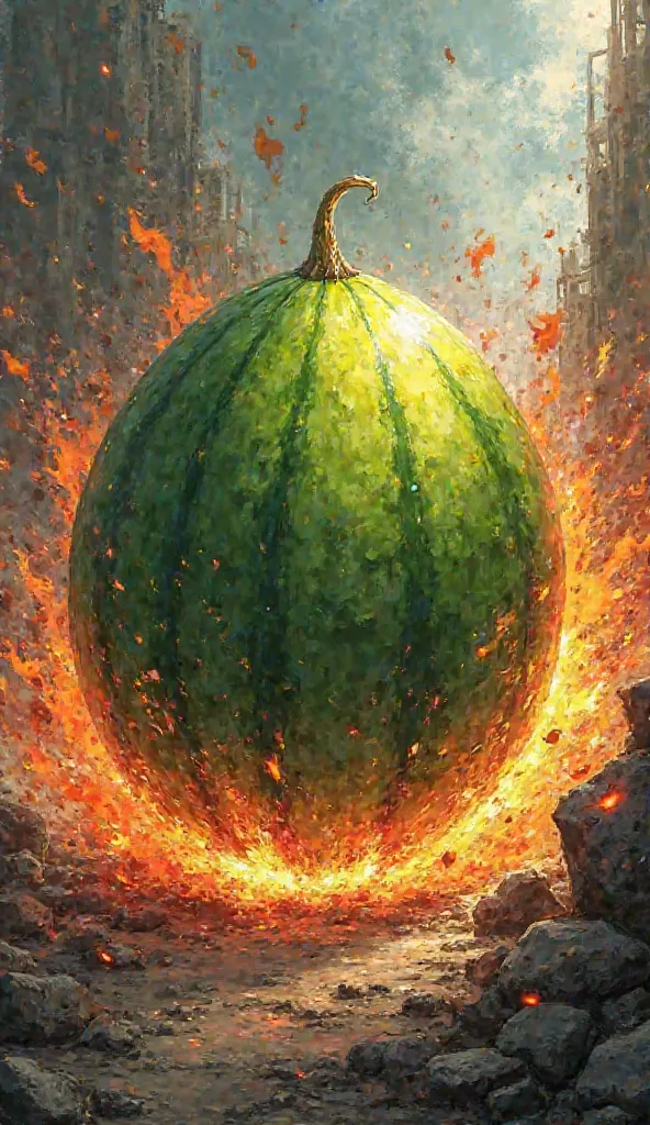 Buatkan ilustrasi melon 🍈 boom
