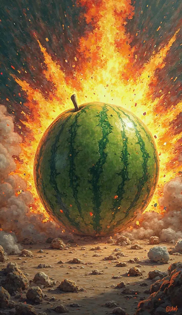 Buatkan ilustrasi melon 🍈 boom
