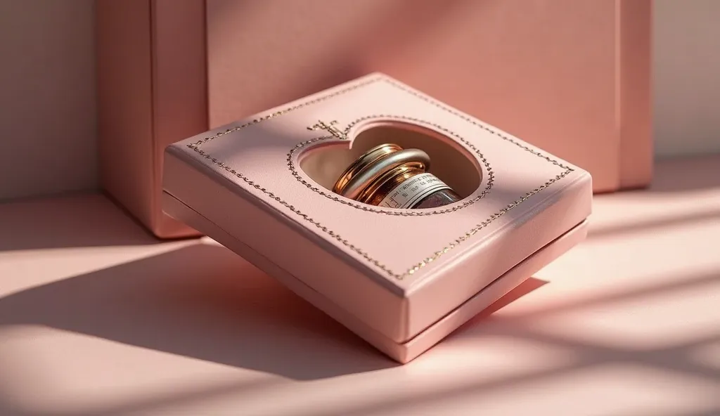 A close-up of a makeup box with an elegant die-cut window, showing the product inside while maintaining the packaging’s structure.