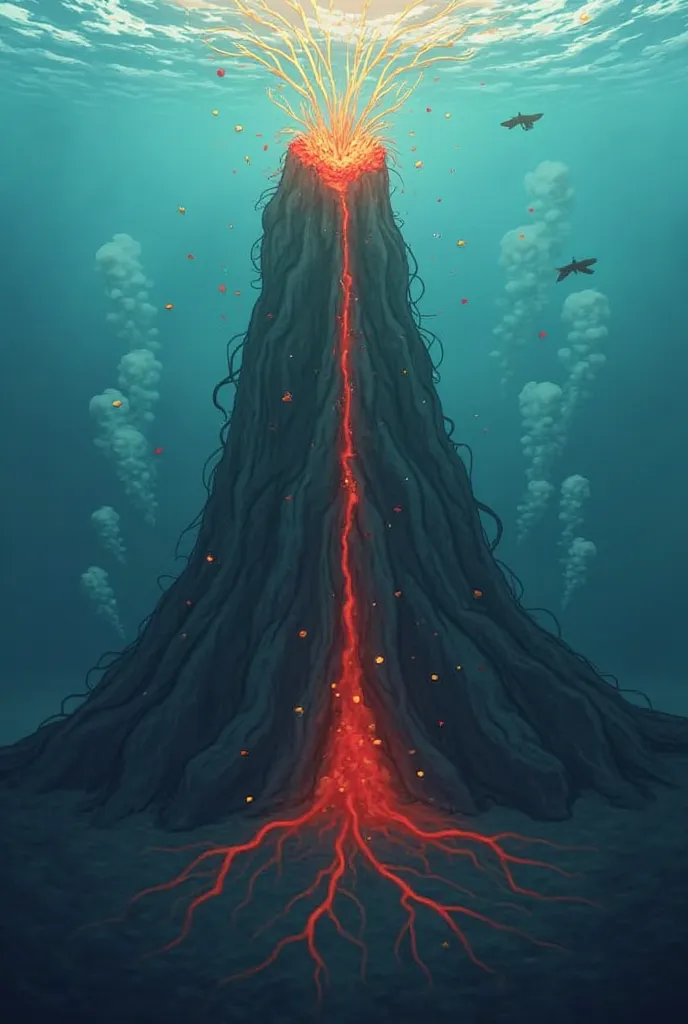 3. Under water volcano - since gusto ni papa b na may volcano, pwede naman siguro. Bale ang magiging structure niya ay parang same structure sa first suggestion, the only difference is si Pele ang na sa taas na naka aro ang kamay na pang namamalimos. Tapos...