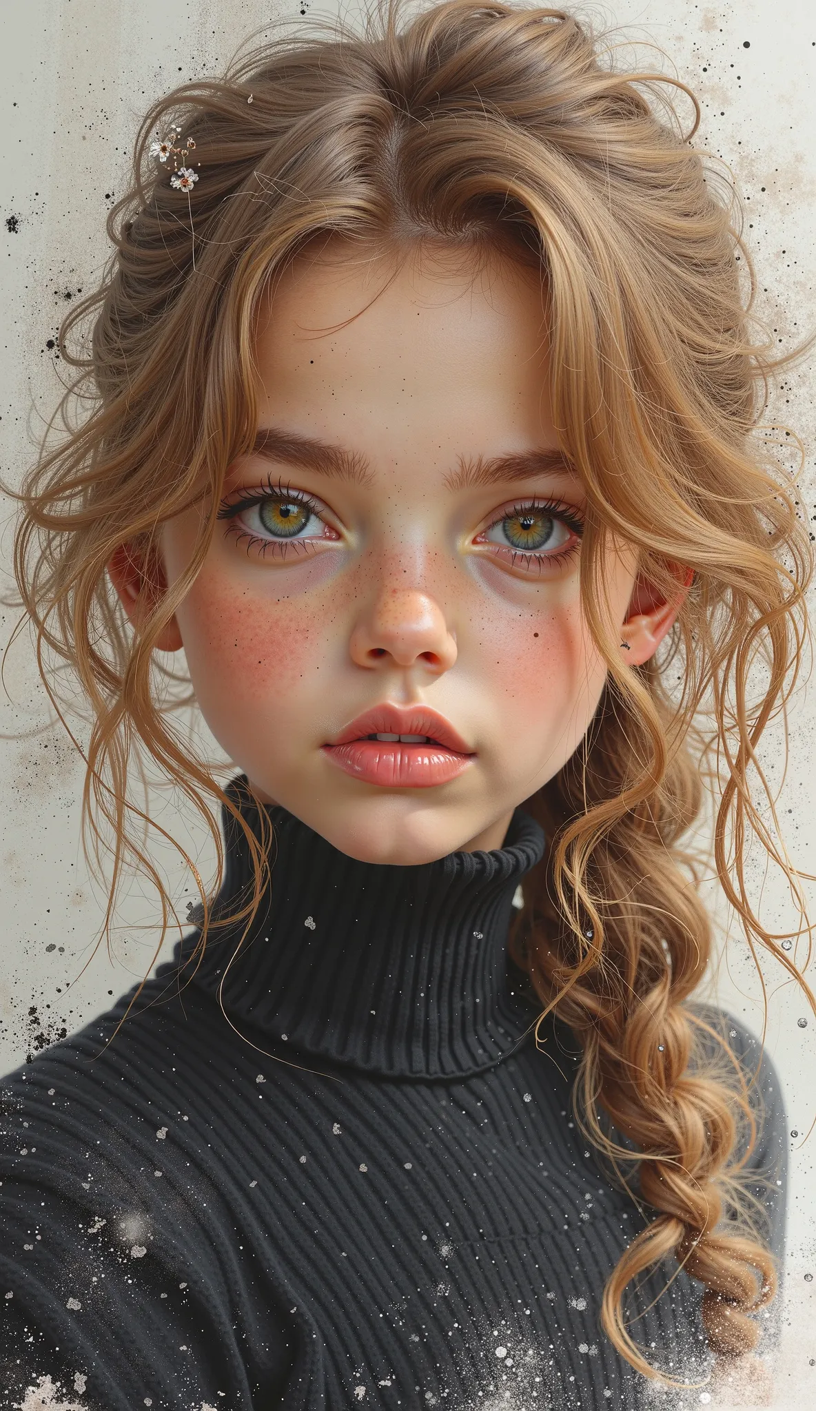  Barbara palvin enfant très jeune blonde primtemps réaliste s’enlacent Réaliste dans un style de peinture à l'aquarelle transparent, Eyes safe and   Se concentrered .Réaliste ,faire preuve de prudence、 dangereux: 。Ses mouvements sont agiles、   Se concentre...