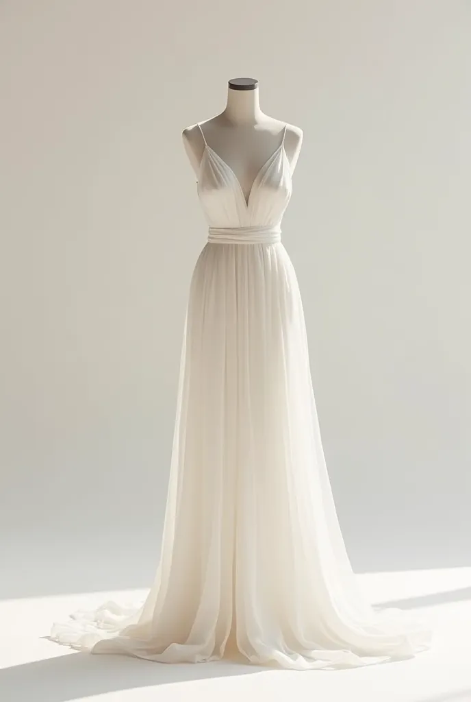 Simple and elegant wedding dress,  Long and white , with a gradient tip in the color Marsala