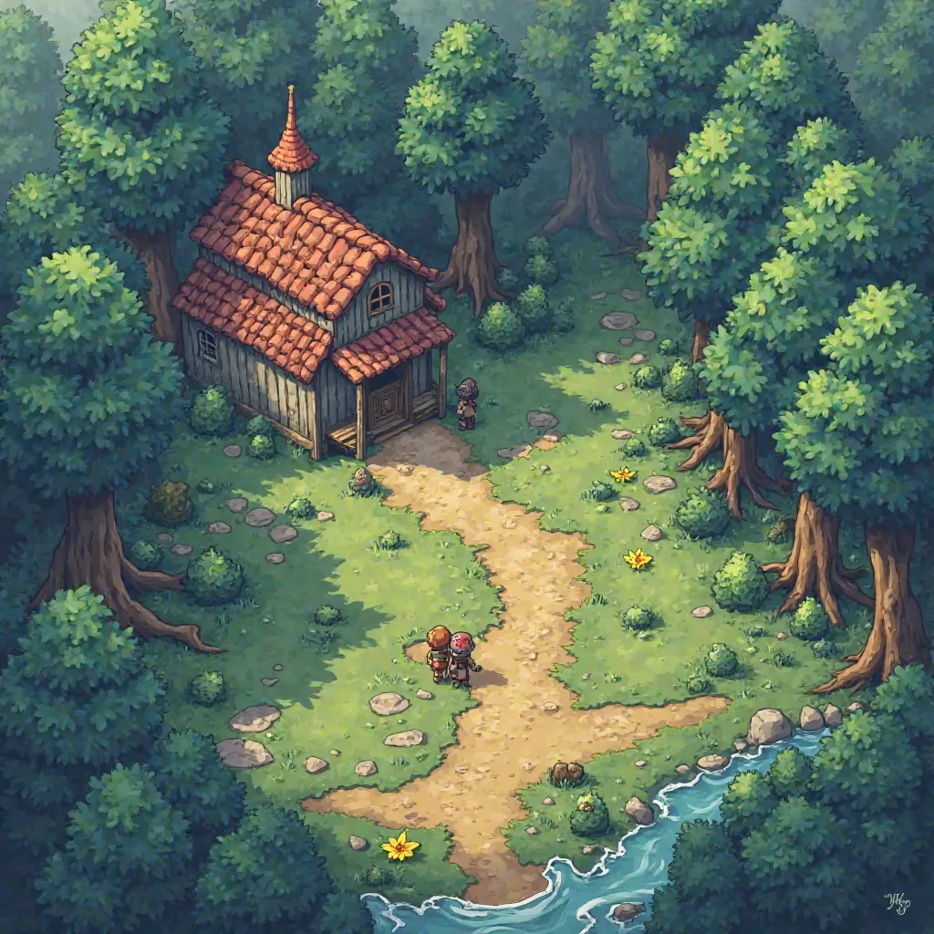 Create a Level Design Map, Plot content for RPG games: There is a village in the forest and it is located in a land surrounding the sea, The main character has to go collect 4 stones belonging to 4 elements, chapter 1 characters going on a remote canyon ex...