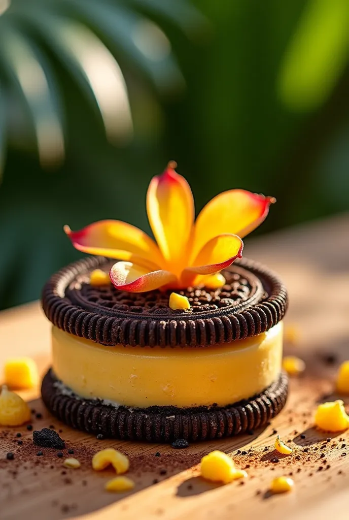 A sales advertisement for oreo and passion fruit dessert 