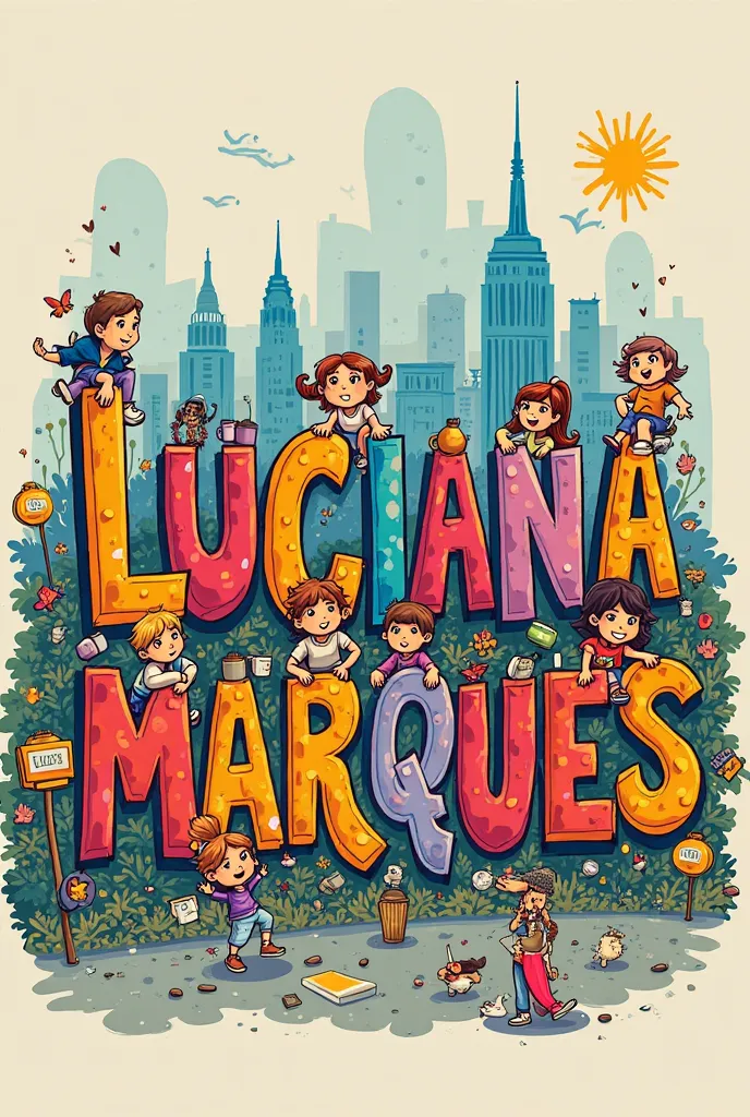  Create an art with the name "Luciana Marques" In the style of the TV series Friends 