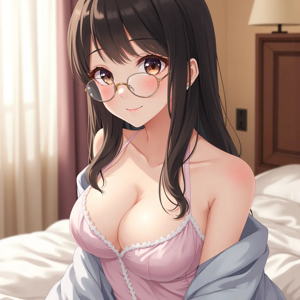 masterpiece, best quality, 1 girl , super detailed, finey details that get a little bold, High Resolution, 8k Wallpaper, perfect dynamic composition, Beautiful Detailed Eyes,  natural lips , nightgown that shows through sexy skin , BIG BREAST on SNS, Chest...