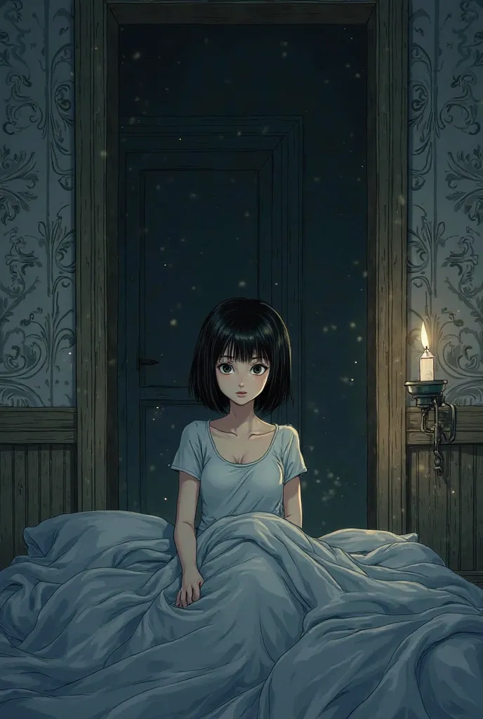 Make. The black hair brtaz character waking up in the middle of a mysterious house asking what is she doing here manga style 