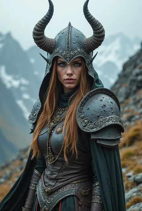 skyrim sexy woman dragonborn with iron helmet with horns cool looking for youtube pfp