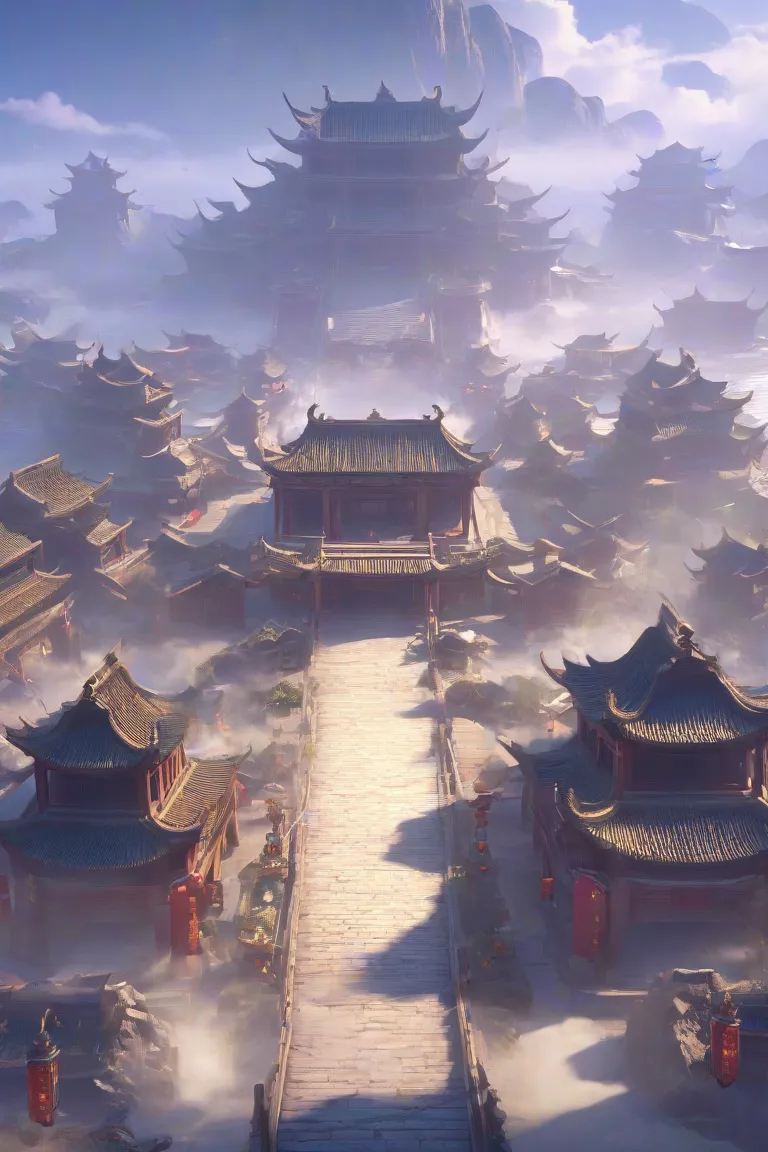 Ancient Chinese Architecture Wharf Atmosphere Map Game CG Original Picture Big Scene Big Perspective