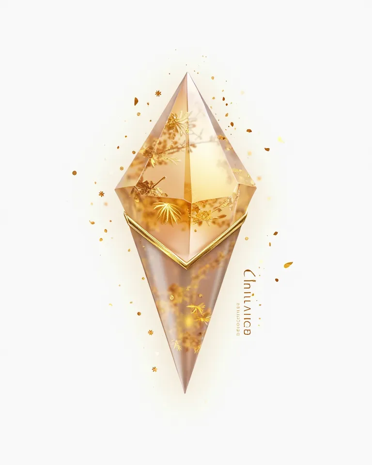 **"A refined, opulent logo for *Fruizee Cones* featuring a **translucent gemstone-inspired fruit cone** carved from **clear crystal** with embedded **gold-leaf fruit motifs**.  
- **Cone Design**:  
  - **Material**: Crystal-clear acrylic texture with **go...