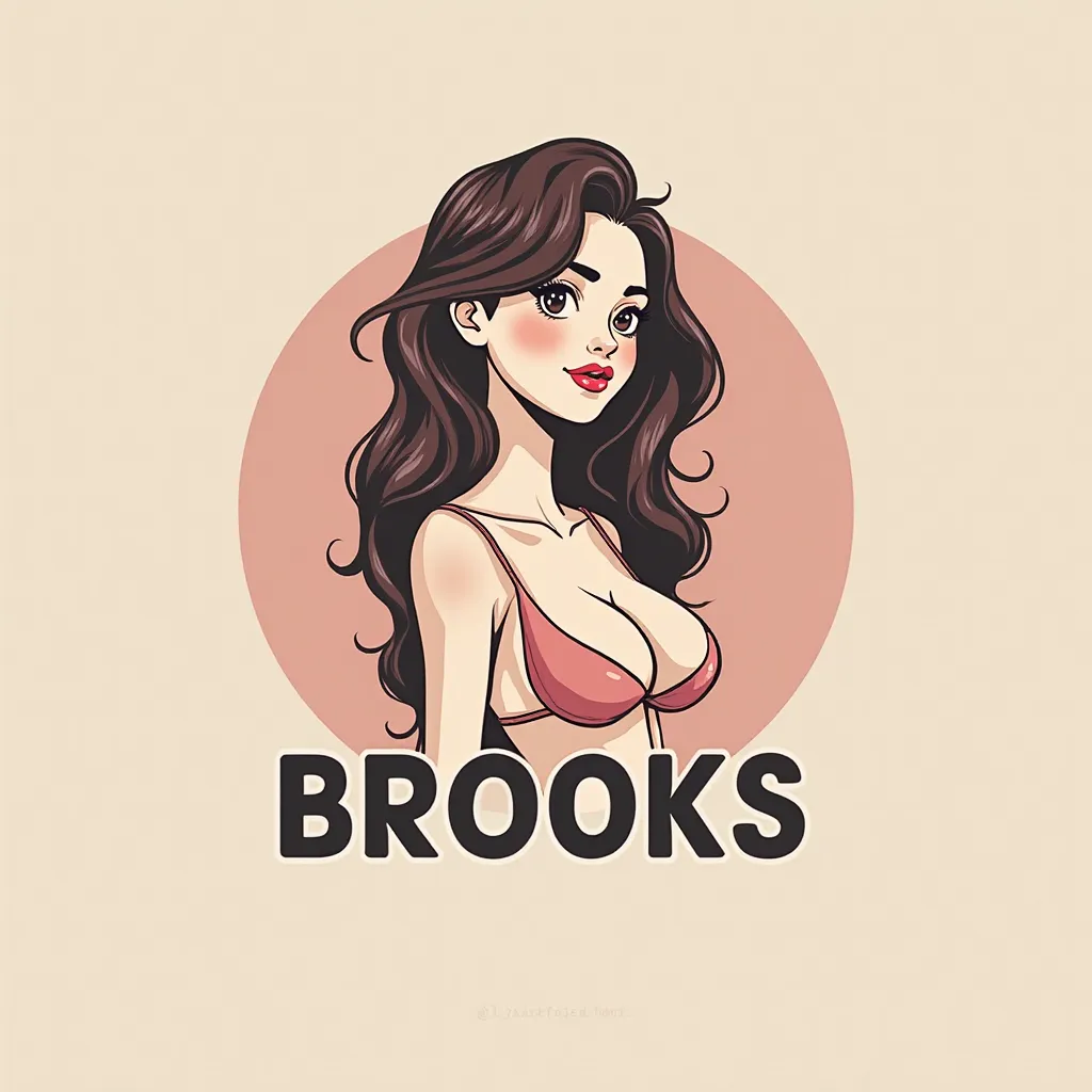 Make a logo with a girl and BROOKS ,  where the two letters OO will be replaced by the girl's breasts