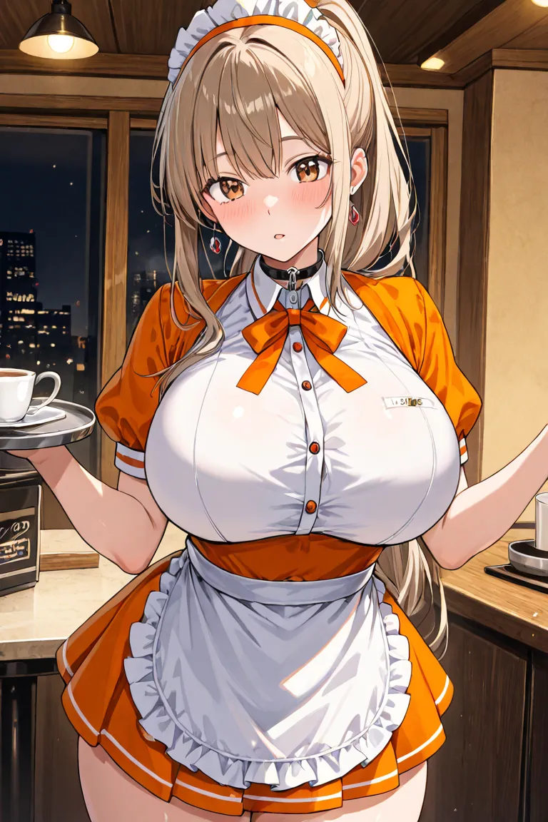 Anime girls: 

Age:18 years old (ager)

Appearances:Brown eyes,brown hair tied ina long ponytail and blonde skin.She's curvaceous and voluptuous.


Measurements:
Height:163cm
Breast Size:89cm
Waist Size:59cm
Hips Size:88cm

Wores:Waitress Clothes,Bow Tie,C...