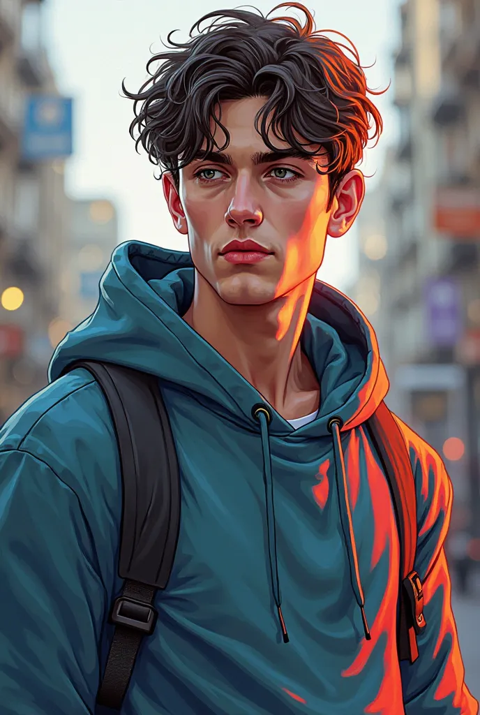 Illustration of a man in his 20s wearing a hoodie