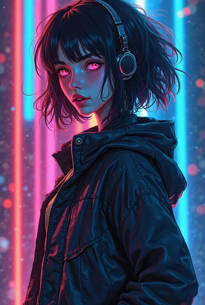 Make me a sketch of this hero: In the neon-lit city of Cyberia, Qwerty was a 19-year-old tech wizard known for her lightning-fast coding skills and ability to hack into even the most secure systems. Her real name was a secret, but her handle was synonymous...